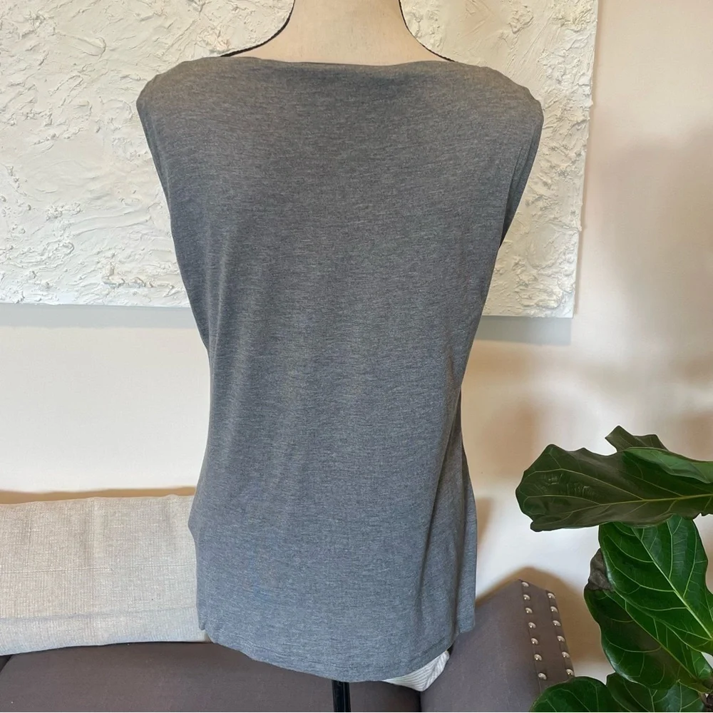 ALLSAINTS Womens Lucie Tee Top Stretch Gray Sleeveless Relaxed Fit Sz 0